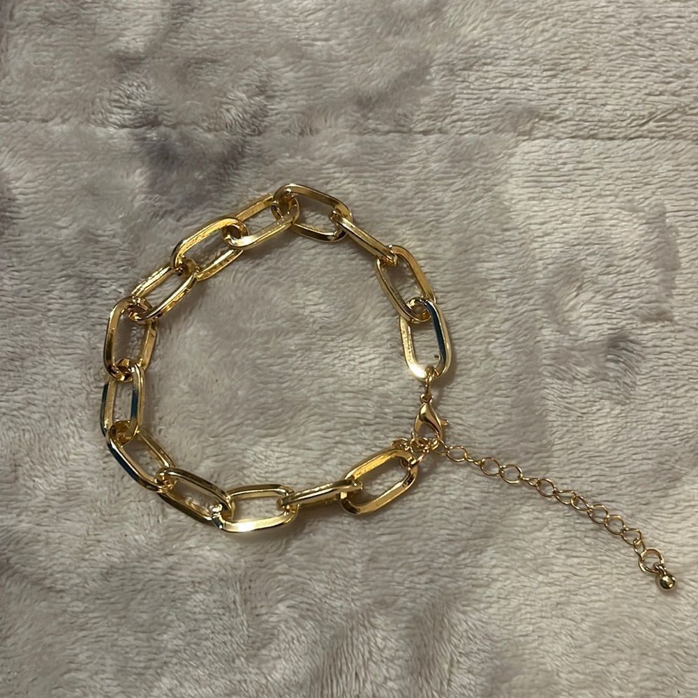 GOLD Tone Paper Clip Chain Link Bracelet